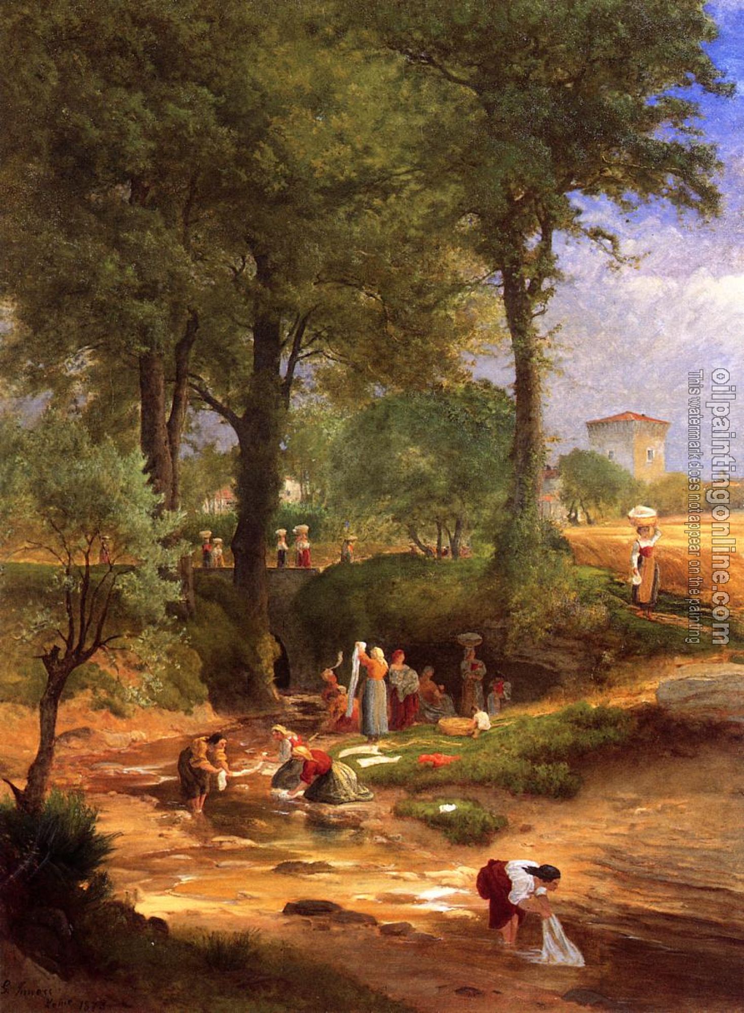 George Inness - Washing Day near Perugia aka Italian Washerwomen